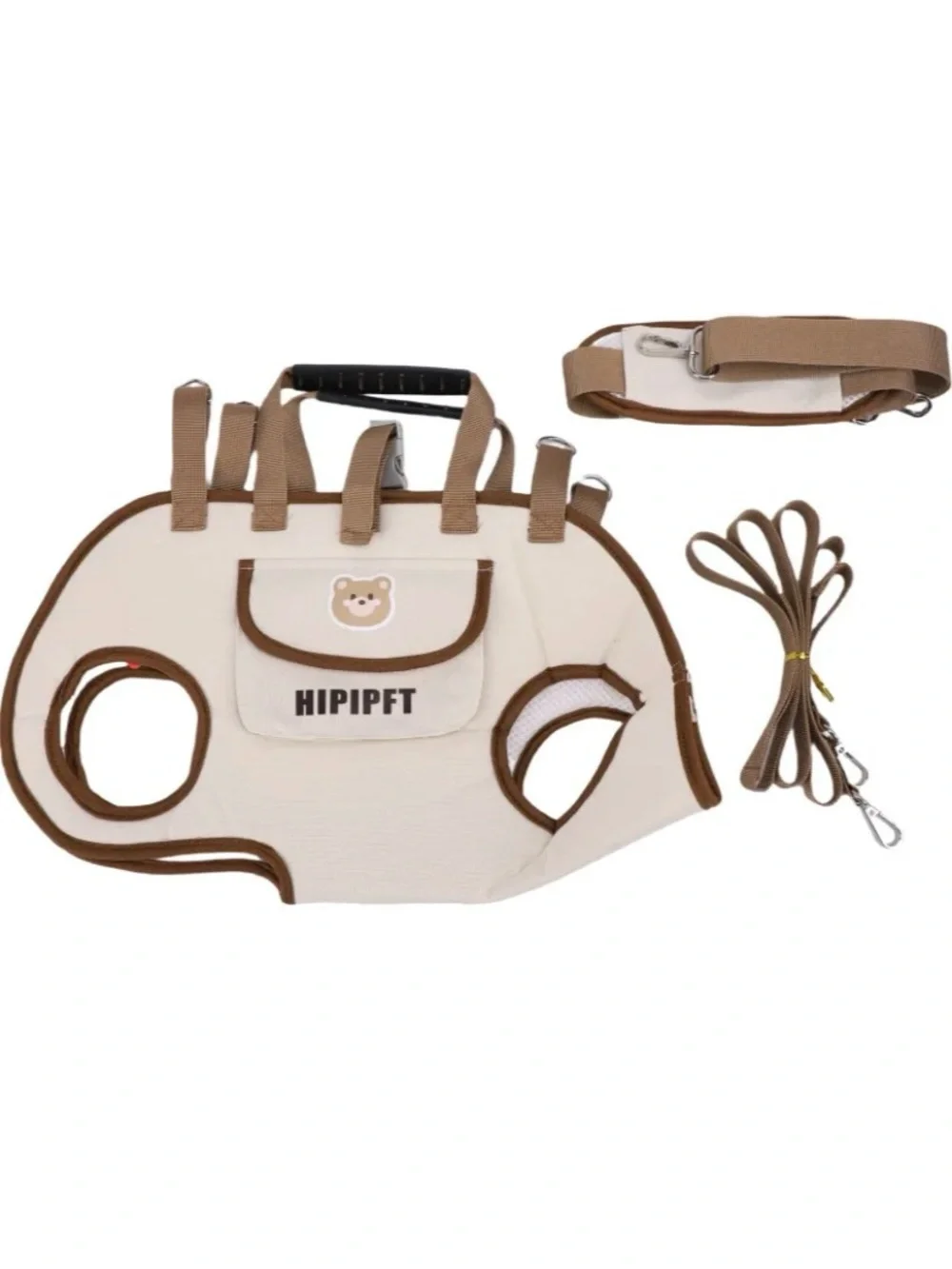 Cream and Brown Dog Carrier Tote - Comfortable Travel Bag for Small Dogs